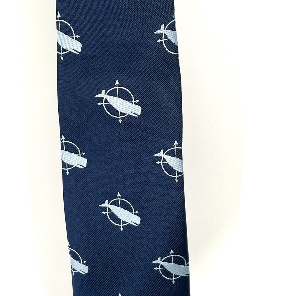 Vintage Nantucket Brand blue whale tie preppy old money New England Necktie